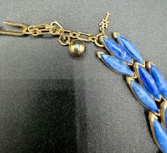 Vintage Crown Trifari Symphony Blue Thermoset Necklace Brooch Set Demi Parure