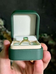 Art Deco 3.20 Ct Natural Emerald Vintage Engagement Ring 14K Yellow Gold Finish