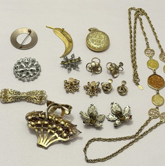 VTG Jewelry Lot MCM Fashion Mixed Brooch Necklace Earrings 1960’s 1970’s 1950’s