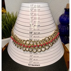Hot Pink Rhinestone Gold Chain Statement necklace 22”