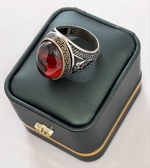 Classic Rif Top Minimalist Eagle Men Ring Sterling Silver 925 Agate Stone SZ 11