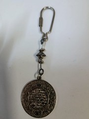 Islamic Ayat Al-Kursi Metal Keychain Quran Verse Silver Tone Religious Pendant