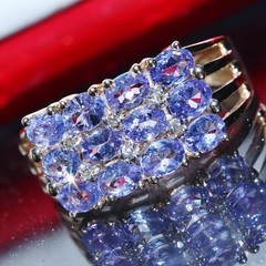 10k yellow gold ring 1.79ct treated tanzanite diamond size 7 vintage 3.6gr