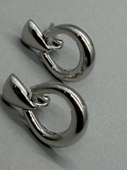 Vintage Monet Silver Tone Door Knocker High Polish Silver Tone Earrings 1.50″