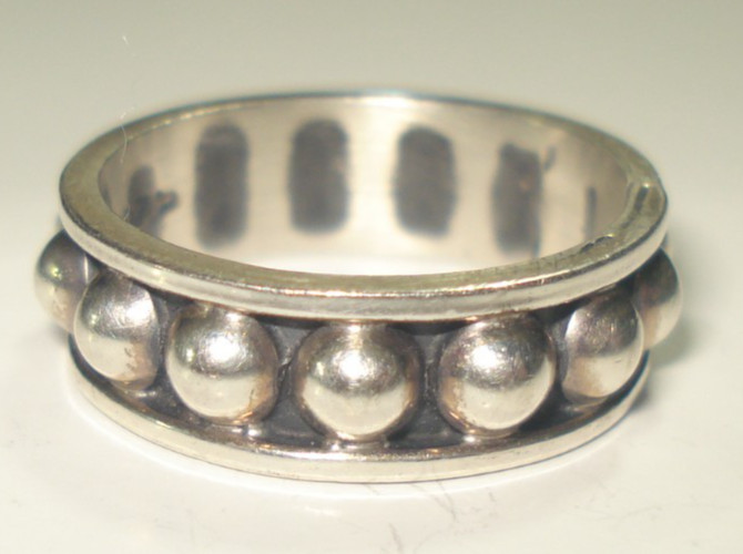 VINTAGE STERLING 925 SILVER TAXCO BEADED BALL RING SIZE 6.5 Gorgeous Piece