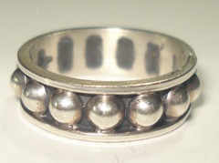 VINTAGE STERLING 925 SILVER TAXCO BEADED BALL RING SIZE 6.5 Gorgeous Piece