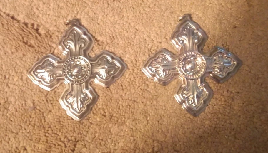 VTG Cross Raimond Silver plate Ornament Italy – Set Of 2