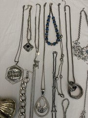 110 Pc Silver Tone Costume Jewelry Lot, All Wearable, Vintage to Modern