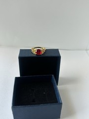 Vintage Red Cubic Zirconia Ring Gold Plated Womens Size 7