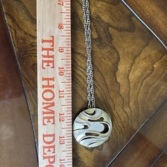 VTG J Jonette Pendant Necklace 24 Inch Medallion Gold Silver Open Work Textured