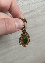 VTG Jade Nephrite Diamond Chip Gold Tone Filigree Cultured Pearl Necklace 18″