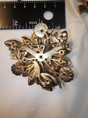Vintage Green Rhinestone Floral Cluster Brooch Emerald Green Statement Pin