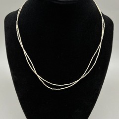Liquid Silver Double Strand Necklace Southwestern Style Tube Bead Barrel Clasp