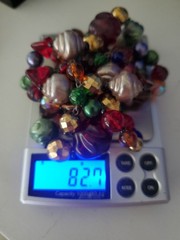 Vintage Necklace Multi Color Glass Metal Acrylic Beads 28″ Cluster A4