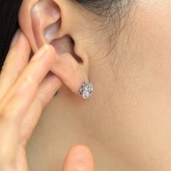 Art Deco Round Cut Lab Created Diamond 925 Silver Solitaire Christmas Earrings