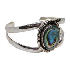 Vintage Taxco Mexico Sterling Silver Abalone Cuff 39g