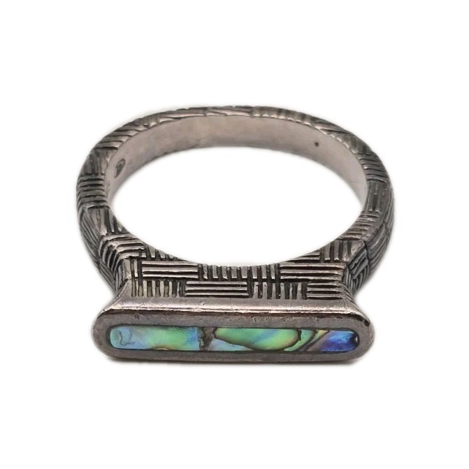 Vintage Sterling Ring with Abalone Inlay