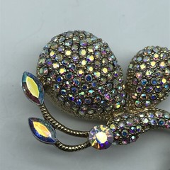 Beautiful Pave AB rhinestone butterfly brooch pin large dangle stone