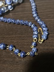 VINTAGE SET WEST GERMANY ART GLASS BLUE LAPIS WATERFALL EARRINGS NECKLACE