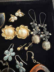Vintage Lot of 22 Pairs of Pierced Earrings 80s 90s Retro Plastic Metal Wood