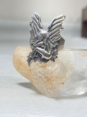 Fairy ring lady wings band sterling silver women girls