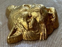 2 Vintage Raw Brass Tiger Head Stamping High Relief 21mm Flat Back NOS