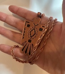 Vintage Copper Bell Trading Post Unisex Thunderbird Power Symbol Necklace 29”