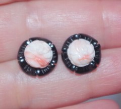 VINTAGE BLACK ONYX FLOWER JACKETS FOR EARRINGS USE WITH ANY STUDS