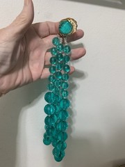 Vintage Graduated Multi Strand Aquamarine Bead Necklace,Fancy Gold Tone Clasp16”