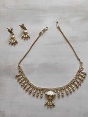 Vintage necklace earrings SET India style silver alloy not sterling lightweight
