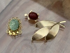 UNIQUE Vintage Gold Filled Brooch Lot ALL SIGNED Winard, WRE, JMS Feather TURTLE