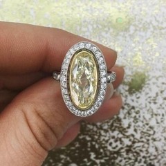 Art Deco Antique 5.30 Ct Canary Diamond Vintage Ring 925 Sterling Silver