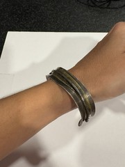 De Robertis Designs Modernist Mixed Metal Sterling Silver Bangle Cuff Bracelet