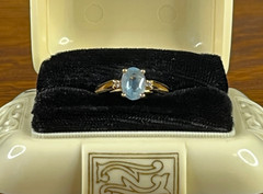 14k Natural Sky Blue Topaz Feather Mineral Inclusions 1960’s 14K Gold Ring 2.51g