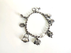 Vintage Ross Simons Sterling Silver CZ Charm Bracelet 7.5″ Jewelry