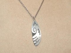 VTG Sterling Silver Southwest Symbol Pendant Signed HGR 880 Chain Necklace 9.6gr