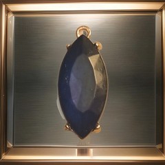 Rare Marquise shape Agate Geode Stone mounted in a 14k gold-plate bezel setting.