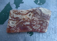 Vintage Agate Stone Brooch 1.5in Natural Polished Red White Lace?