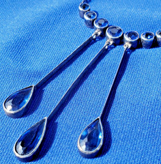Original STERLING SILVER 925 Deco Modernist Rare Necklace Vintage Sapphire Paste