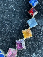 Vintage Multi-Color Rhinestone Choker Necklace | Square Cut Jewel