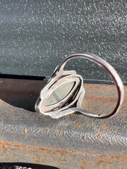 Jewelry 1970s vintage silver 875 ring green old Russian gemstone nephritis jade