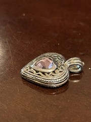 Vintage Sterling Silver Interchangeable Amethyst Stone Keepsake Necklace Pend