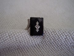 LADIES VINTAGE ART DECO 10K WHITE GOLD AND ONYX RING 4 GRAMS NOT SCRAP