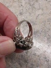 1980’s Tiger’s Eye Silvertone Lily Flower Ring Size 9.5