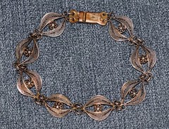 Vtg Siam Sterling Silver Jewelry Lot: 7.5″ Filigree Bracelet & Niello Earrings