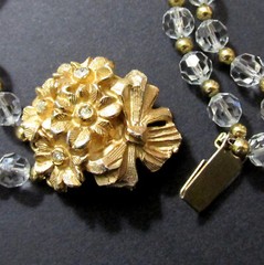 VTG RUNWAY DECO NAPIER 60s TWO STRAND CRYSTAL 16.5″ NECKLACE DANGLING EARRINGS