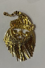 Santa Claus Rhinestone & Fringe Christmas Brooch Pin Beard & Hat Move Vintage