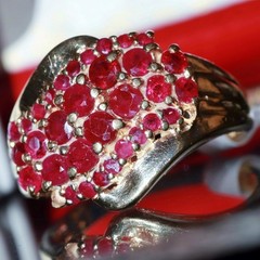 10k yellow gold ring 1.40ct natural, treated ruby size 8 vintage 4.27gr N3724