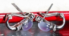 signed BH EFFY 14k white gold earrings 3.10ct blue chalcedony diamond 4.1g N2752