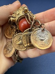 Vintage Yemeni Jewish Amulet Pendant Necklace Coin Charms Tribal
